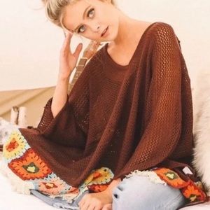 Judith March Crochet Granny Square Poncho S